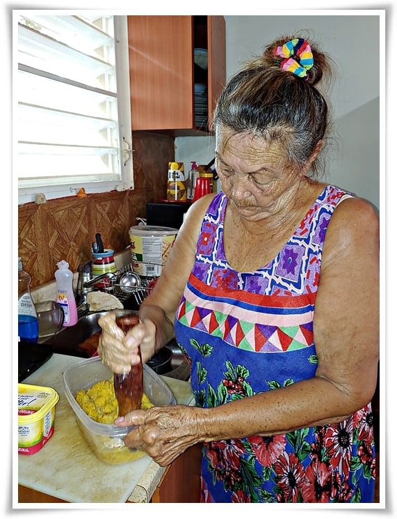 making mofongo in Lajas, Puerto Rico